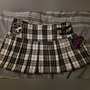 Abbey Dawn Black and White Plaid Mini Skirt
